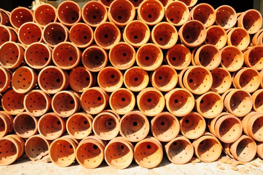 pattern of Little clay flower pots, used to background