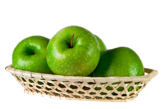 Green apple isolated on white. Fresh green apple. Sweet fruit.