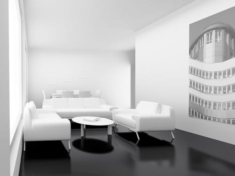 High resolution image. 3d rendered illustration. Interior of the modern room.