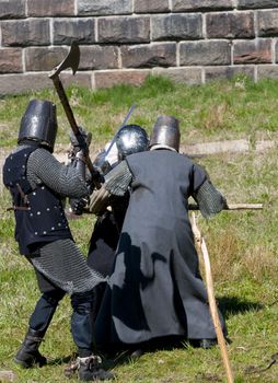 KALININGRAD, RUSSIA  - April 25: Reconstruction of knightly fight, April 25, 2010 in Kaliningrad, Russia.