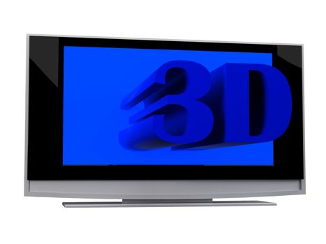 3d plasma lcd tv.3d illustration over white backgrounds.