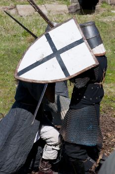 KALININGRAD, RUSSIA  - April 25: Reconstruction of knightly fight, April 25, 2010 in Kaliningrad, Russia.