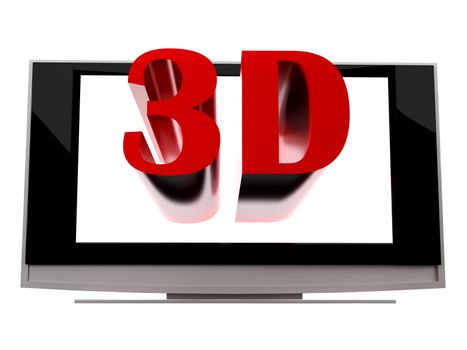 3d plasma lcd tv. 3d illustration over white backgrounds.