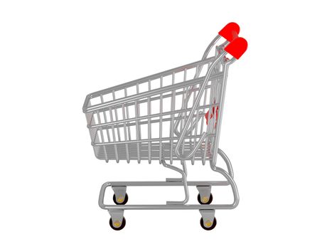 Shopping cart. 3d illustration over  white backgrounds.