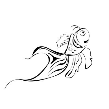 Line art fish, isolated over white background