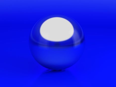 3d render of silver ball over blue backgrounds. High resolution image.