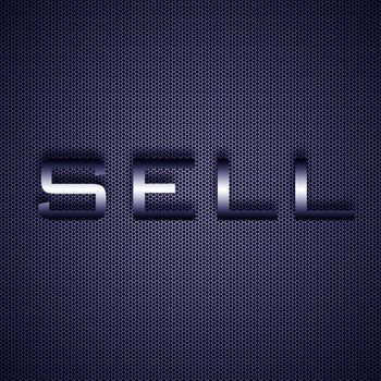 Sell text isolated on metal background.