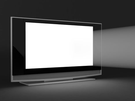 3d plasma lcd tv. 3d illustration over black backgrounds.