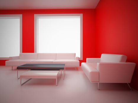 High resolution image interior. 3d illustration modern interior. Living room.