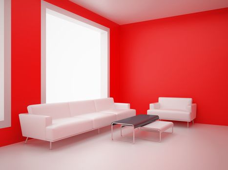 High resolution image interior. 3d illustration modern interior. Living room.