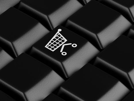 Keyboard with shopping cart on a button. High resolution image.