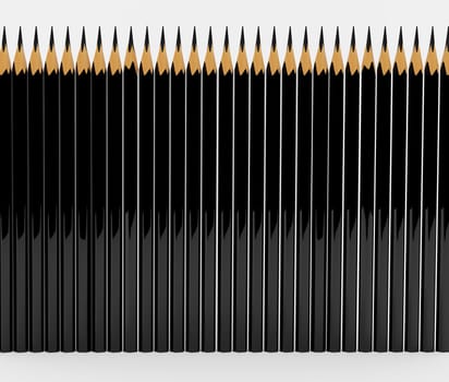 Black pencil. High resolution image. 3d illustration over  white backgrounds.