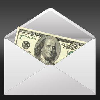 Banknotes offered in Envelope. High resolution image.  3d rendered illustration.