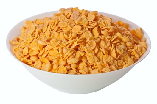 Goldish corn flakes. Macro with extremely shallow dof. Close-up of cornflakes.