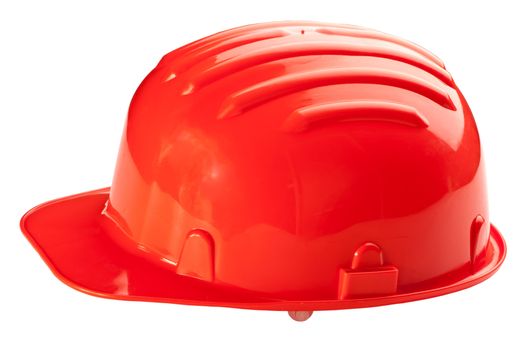 Stock image of orange hard hat isolated on white.