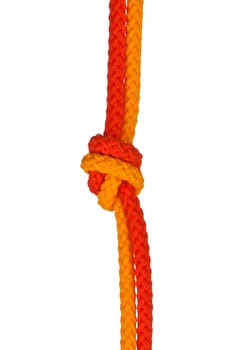 strong knot tied by a rope isolated on a white background