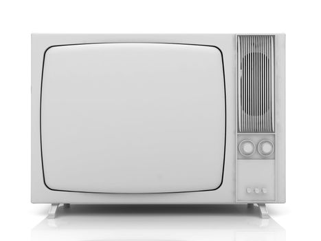 Old vintage TV over a white background. 3d rendered illustration.