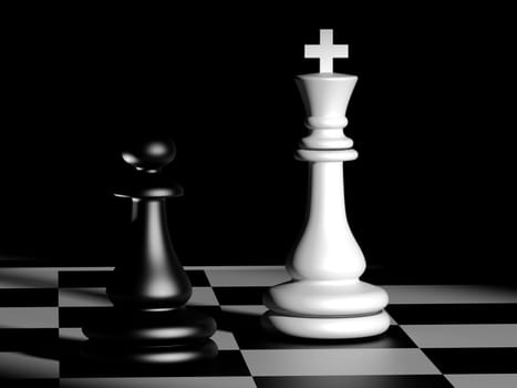 Chess figures. High resolution image. 3d render.  Black background.