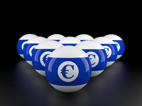 High resolution image. 3d render. Symbol Euro and ball.