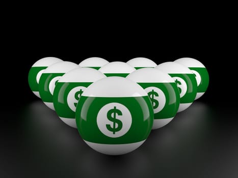 High resolution image. 3d render. Symbol dollar and ball.
