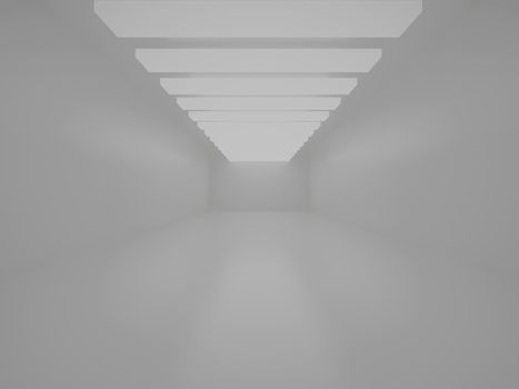 A long corridor and lamps. High resolution image. 3d rendered illustration.