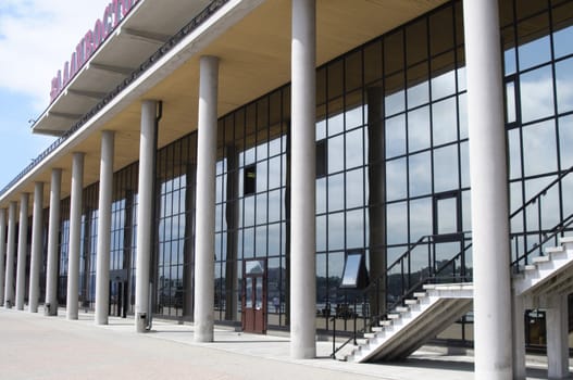 Station building in the city of Vladivostok. Modern architectural style.