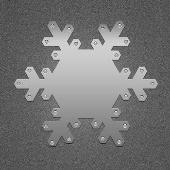 High resolution image. 3d illustration. Metal snowflake. Metal symbol.