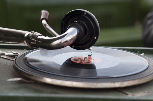 High resolution image. Vintage record player. The Soviet player of vinyl disks.