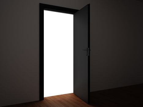 3d rendering the empty room with opened door.