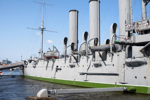 High resolution image. Battleship - Russian cruiser Aurora. Saint-Petersburg