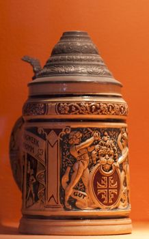 High resolution image. Ancient German beer mug. East Prussia.
