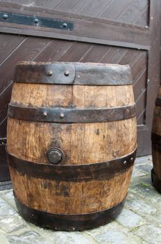 One old fashionned wood barrel. High resolution image. Wooden barrel.