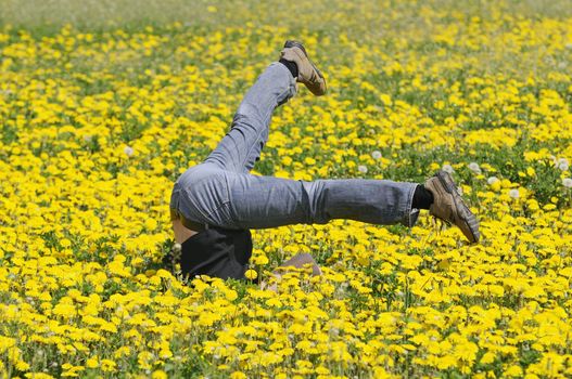 Crazy man in a happy jump.