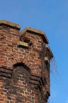 Brick wall of a fortress in the city of Kaliningrad.
