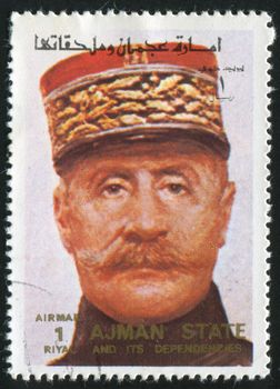 AJMAN - CIRCA 1971: stamp printed by Ajman, shows General Maxime Weygand, circa 1971
