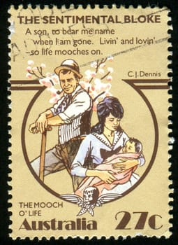 AUSTRALIA - CIRCA 1983: stamp printed by Australia, shows The Sentimental Bloke, by C.J. Dennis, circa 1983