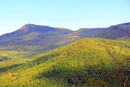 Summer beautiful landscape with Caucasus green mountains