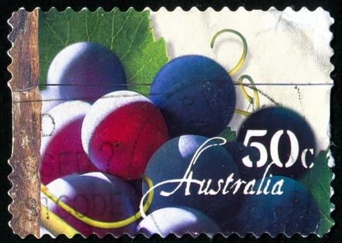 AUSTRALIA - CIRCA 2005: stamp printed by Australia, shows Grapes, grape leaves, circa 2005