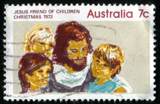 AUSTRALIA - CIRCA 1972: stamp printed by Australia, shows Jesus and Children, circa 1972