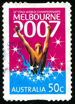 AUSTRALIA - CIRCA 2007: stamp printed by Australia, shows 12th FINA World Swimming Championships, circa 2007