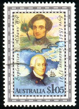 AUSTRALIA - CIRCA 1991: stamp printed by Australia, shows George Vancouver and Edward John Eyre, circa 1991