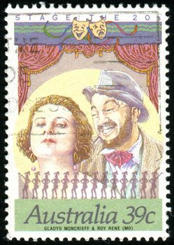AUSTRALIA - CIRCA 1989: stamp printed by Australia, shows Gladys Mon crieff and Roy Rene, circa 1989