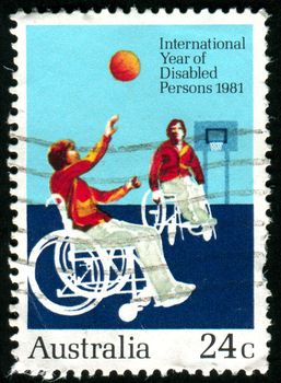 AUSTRALIA - CIRCA 1981: stamp printed by Australia, shows Disabilities to play basketball, circa 1981