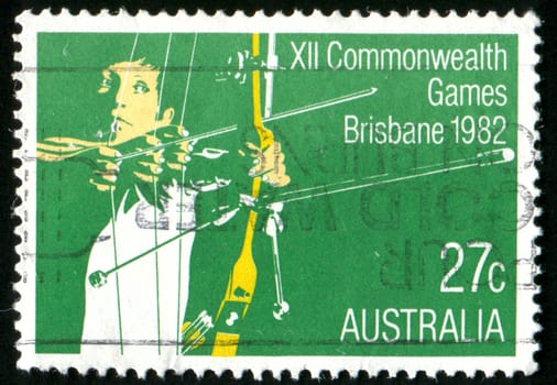 AUSTRALIA - CIRCA 1982: stamp printed by Australia, shows 12th Commonwealth Games, Archery, circa 1982