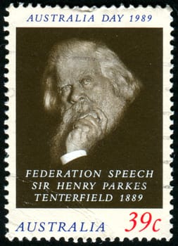 AUSTRALIA - CIRCA 1989: stamp printed by Australia, shows Sir Henry Parkes, circa 1989