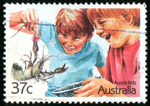 AUSTRALIA - CIRCA 1987: stamp printed by Australia, shows two boys, circa 1987