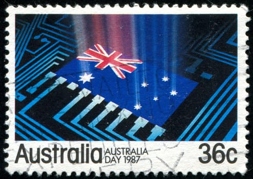 AUSTRALIA - CIRCA 1987: stamp printed by Australia, shows Australian flag, circa 1987