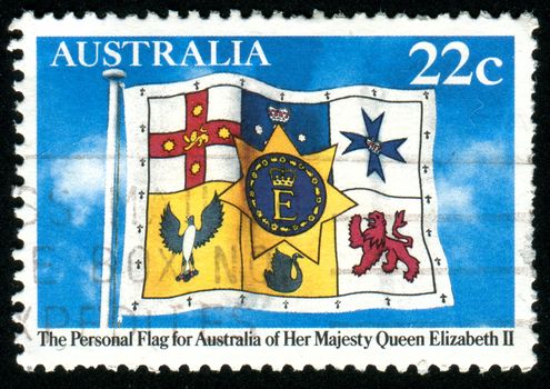 AUSTRALIA - CIRCA 1981: stamp printed by Australia, shows Queen Elizabeth�s Personal Flag of Australia, circa 1981