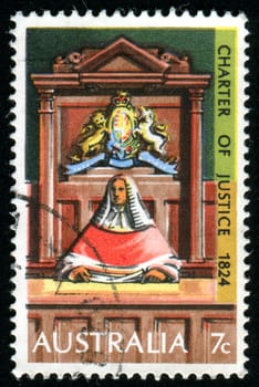 AUSTRALIA - CIRCA 1973: stamp printed by Australia, shows Supreme Court Judge on Bench, circa 1973