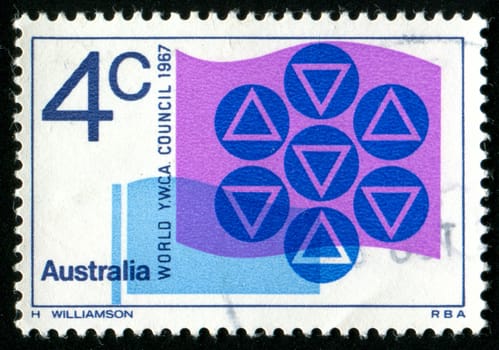 AUSTRALIA - CIRCA 1967: stamp printed by Australia, shows YWCA Emblems and Flags, circa 1967